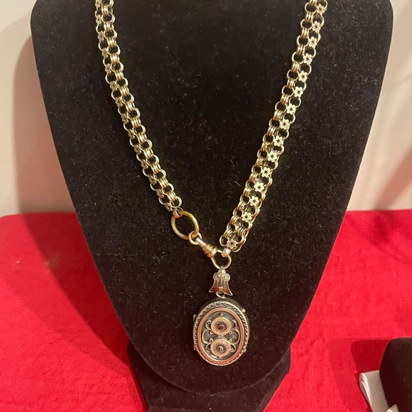 Antique Victorian C1880 Goldfilled /Silver Book Chain-silver 10k Gold Locket - Picture 6 of 15